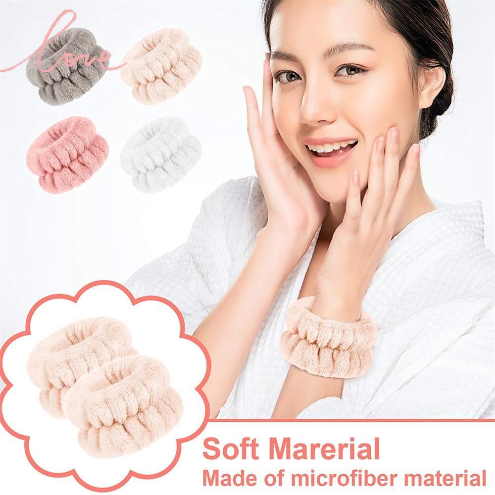 Okdeals Vòng Đeo Cổ Tay Bằng Vải Vi Sợi Mềm Mại Màu Trắng Thấm Hút Mồ Hôi Ngăn Chặn Chất Lỏng Rửa Mặt