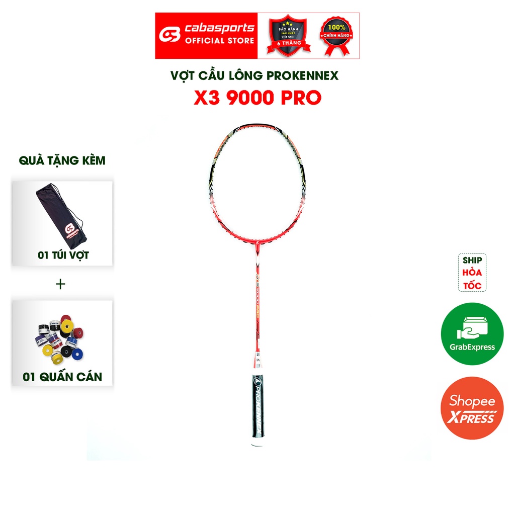 Vợt cầu lông ProKennex X3 9000 Pro carbon cao cấp chính hãng chuyên công mạnh mẽ Bảo hành 9 tháng