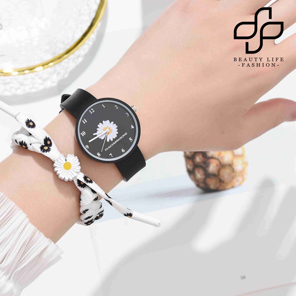 BEA™ XR4370 Women Marguerite Silicone Analog Quartz Watch with Bracelet