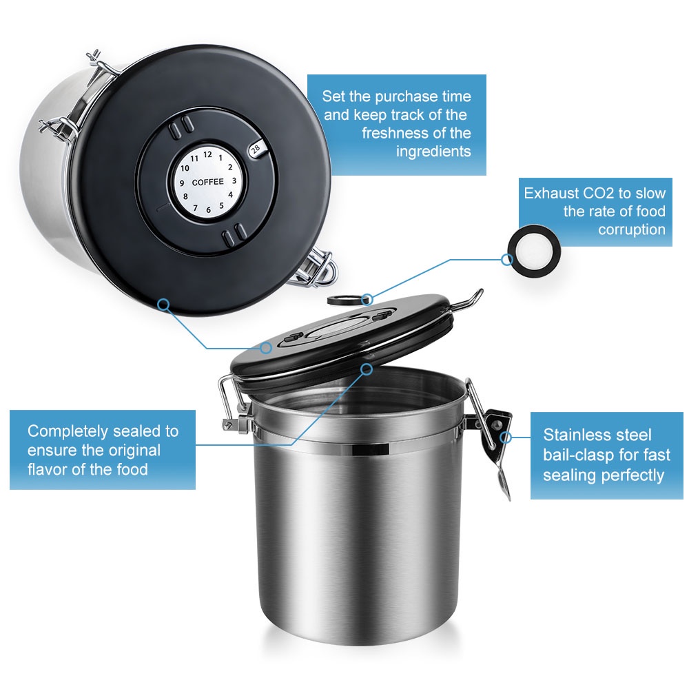 Hộp Đựng Trà / Cà Phê / Đường Bằng Thép Không Gỉ 1.5 / 1.8l Tiện Dụng Cho Nhà Bếp