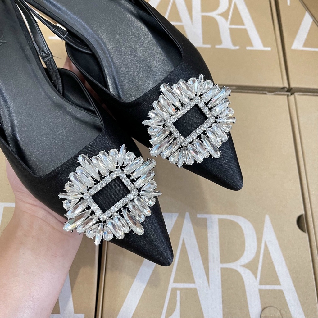 Giày búp bê nữ mũi nhọn đính đá Minhtuyetshoes-Giày nữ đính đá mặt mặt trăng mẫu mới hothit thời trang hè 2022 mã GN2022