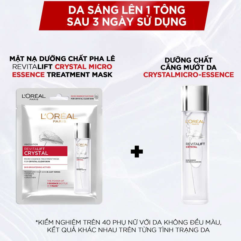 Mặt Nạ L'Oreal Dưỡng Da Pha Lê Trắng Sáng Revitalift Crystal Micro-Essence Treatment Mask 1 Miếng