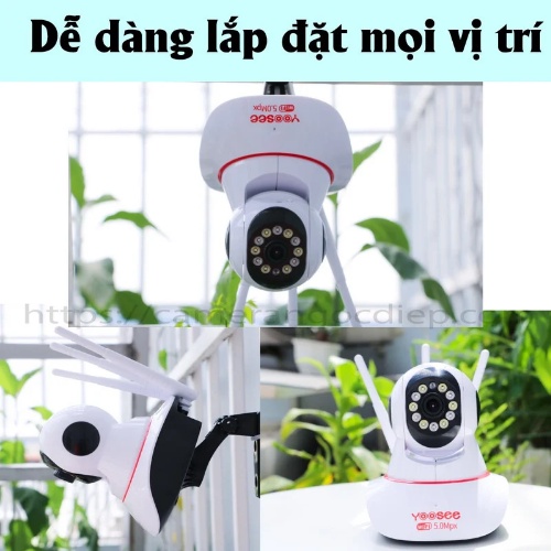 Camera wifi Yoosee 3 râu 5.0mpx xoay 360 độ, hỗ trợ xem đêm có màu, đàm thoại 2 chiều, bảo hành trong vòng 12 tháng | BigBuy360 - bigbuy360.vn