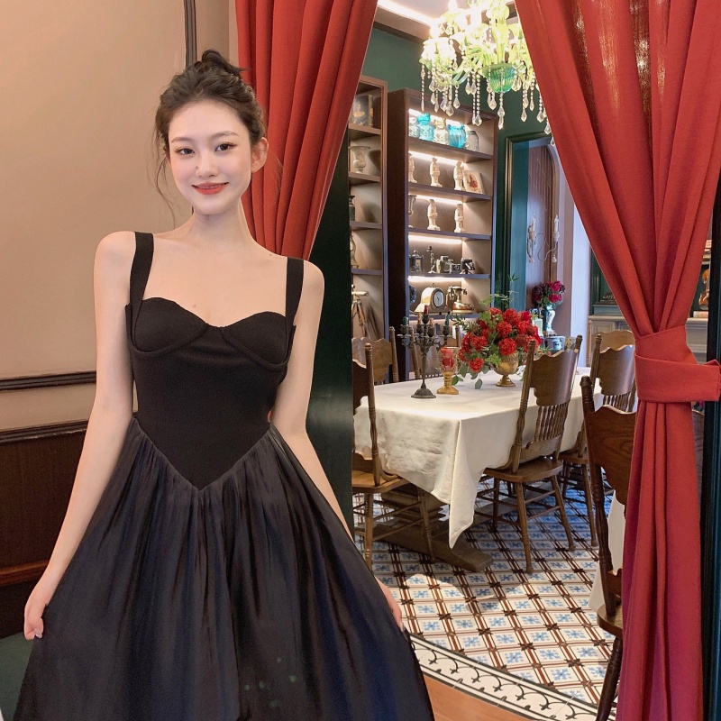 Đầm Công Chúa Hai Dây Nhấn Eo Thời Trang Mùa Hè Phong Cách Pháp Cho Nữ