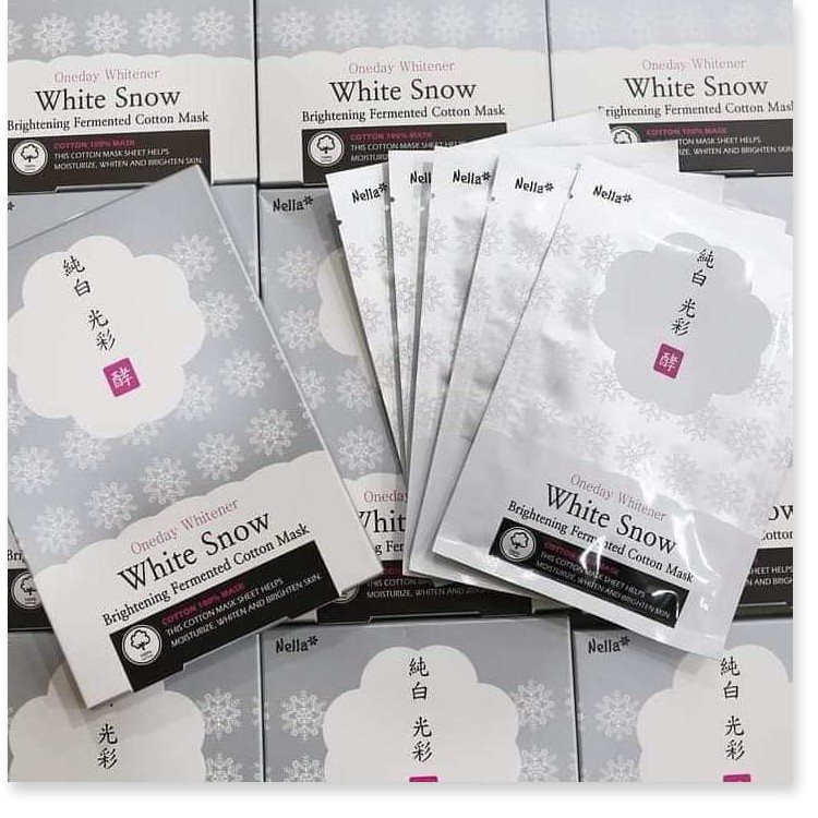 [Mã giảm giá] Mặt Nạ Dưỡng Trắng Da Nella Oneday Whitener White Snow Brightening Fermented Cotton Mask Pack 29g