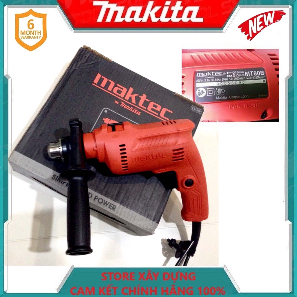 MÁY KHOAN BÚA 500W MAKTEC-MT80B (BÊ TÔNG, GỖ, THÉP)- HÀNG CHÍNH HÃNG