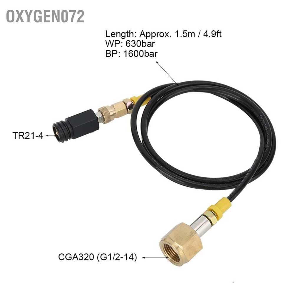 Oxygen072 1.5m G1/2-14 CGA320 CO2 Tank Adapter Soda Hose Kit Accessories for SodaStream