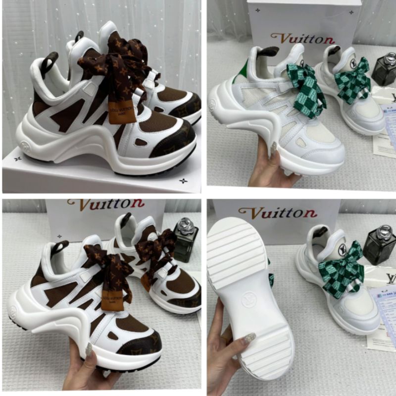 x Giày Thể Thao Nữ Cột Nơ L.v Da Mềm Êm Fullbox Bill Túi Cao Cấp