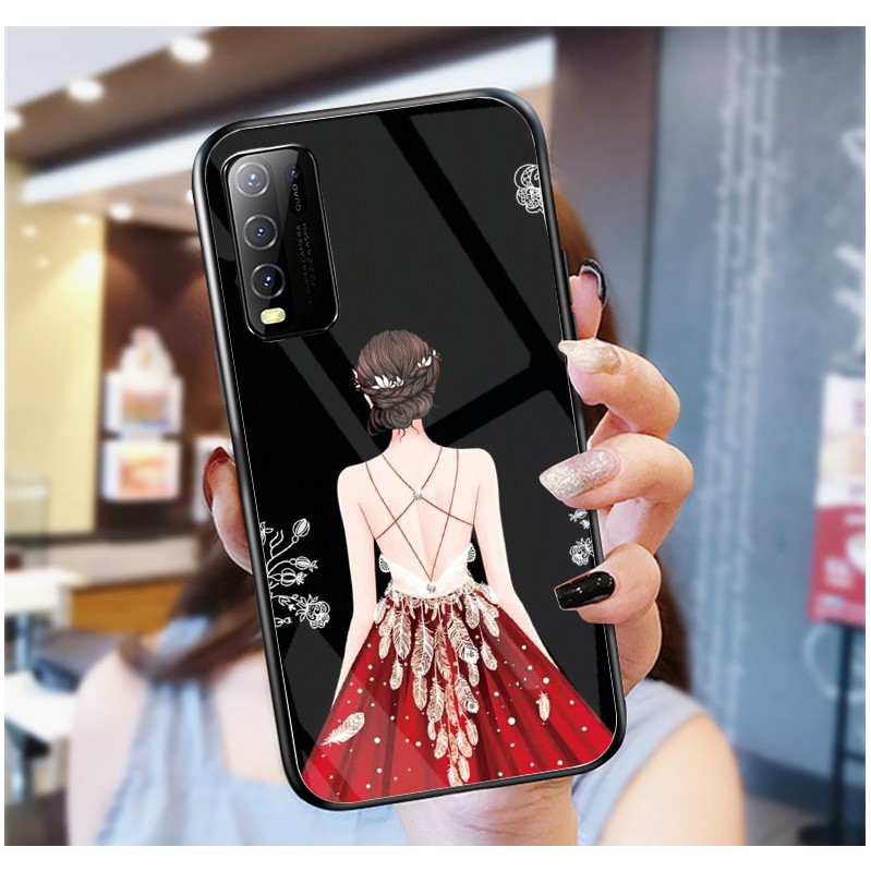 Ốp Lưng VIVO Y20,Y20S, Y12S  mặt kính cường lực cao cấp