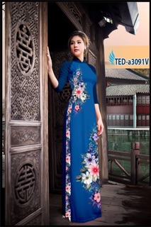 Vải áo dài in 3D hoa