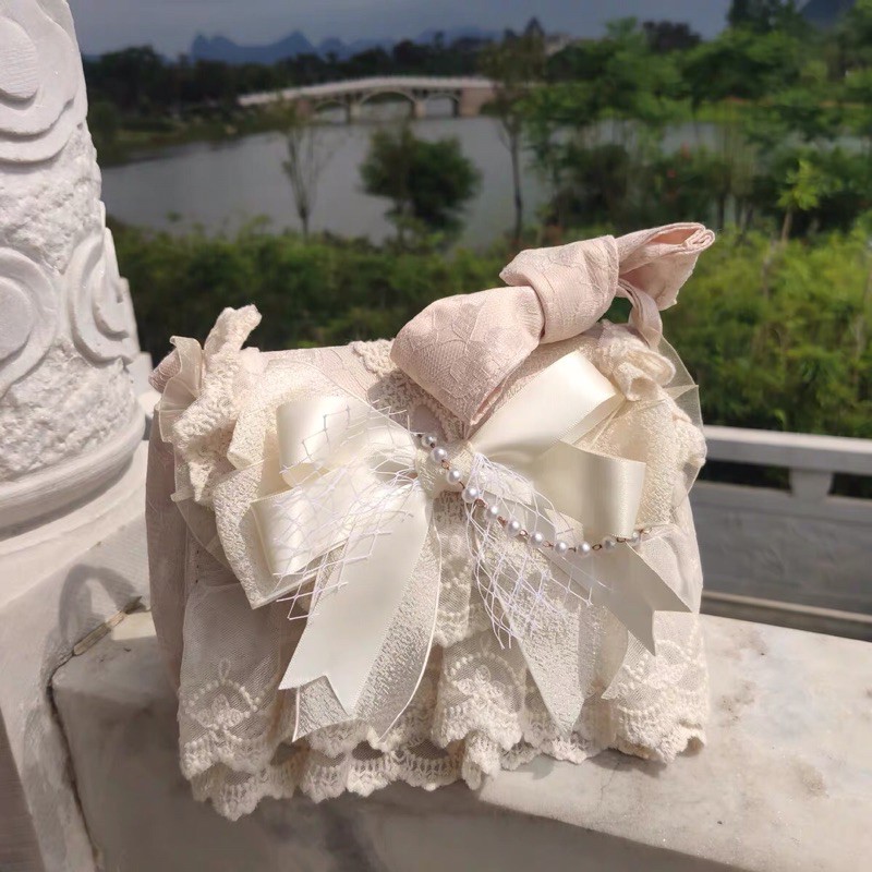 YASAS0015-Túi xách ren be nơ ribbon