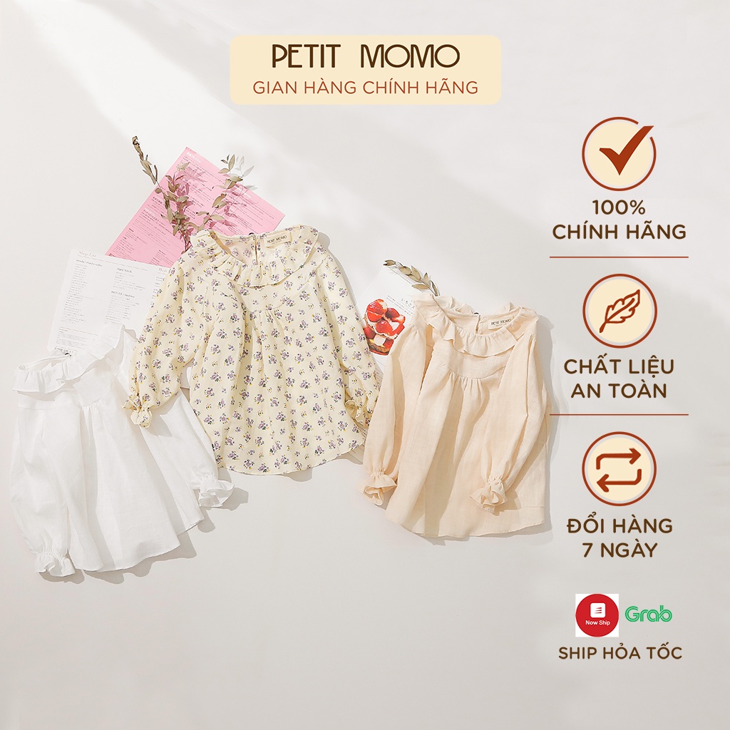 Áo Sơ Mi Dài Tay Bé Gái 1-6 Tuổi PETIT MOMO Vải Thô Mềm Mại Thoáng Mát H064