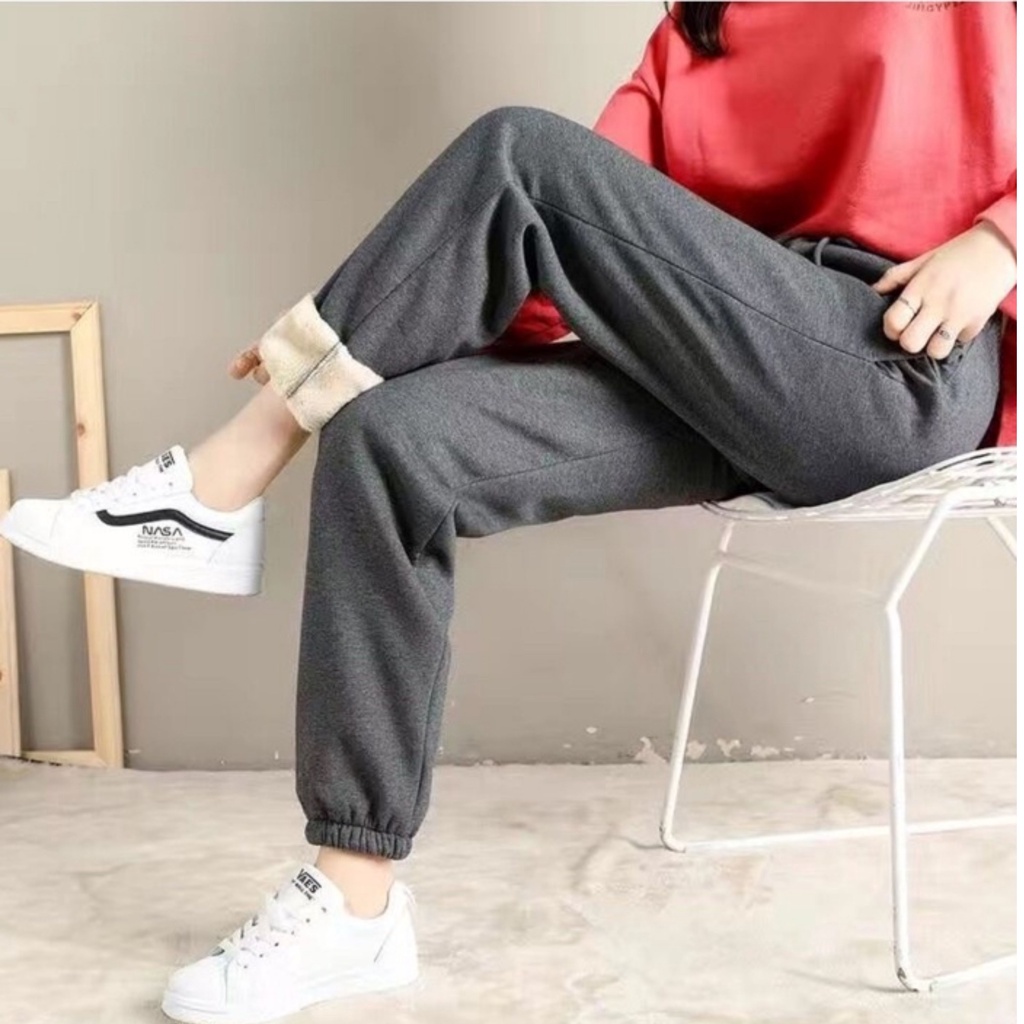 Quần jogger nỉ bông nữ bo gấu siêu ấm, jogger nỉ bông nữ giữ ấm, Quần Jogger Boom Nỉ Bông nữ dày dặn mềm mịn -UNQ10