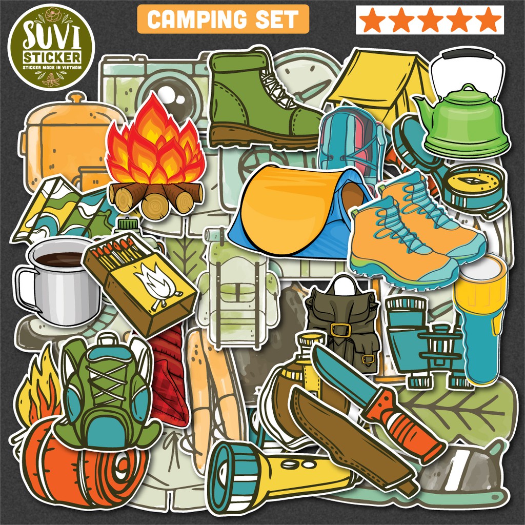 Sticker Travel Camping chống nước sticker dán laptop, nón bảo hiểm, xe, điện thoại, vali. MSP: T08