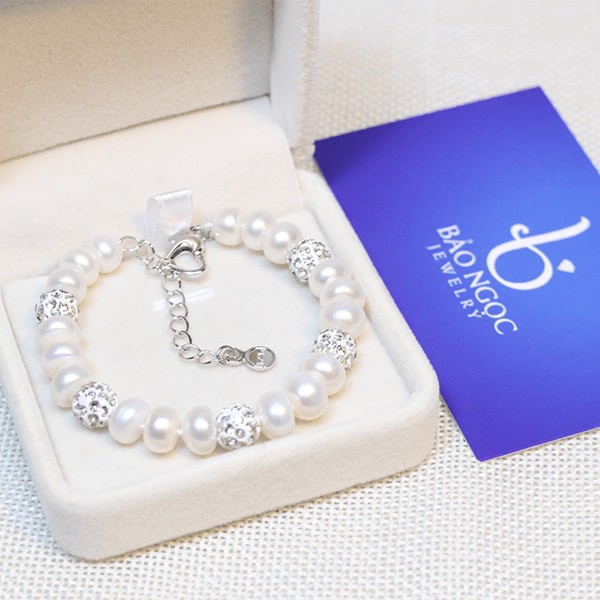 Lắc Tay Bạc Nữ Hạt Ngọc cao cấp L8003 - Bảo Ngọc Jewelry