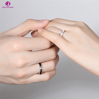 Nhẫn Cặp Trắng Đen Thiết Kế Đơn Giản Tinh Tế Cho Cặp Đôi
