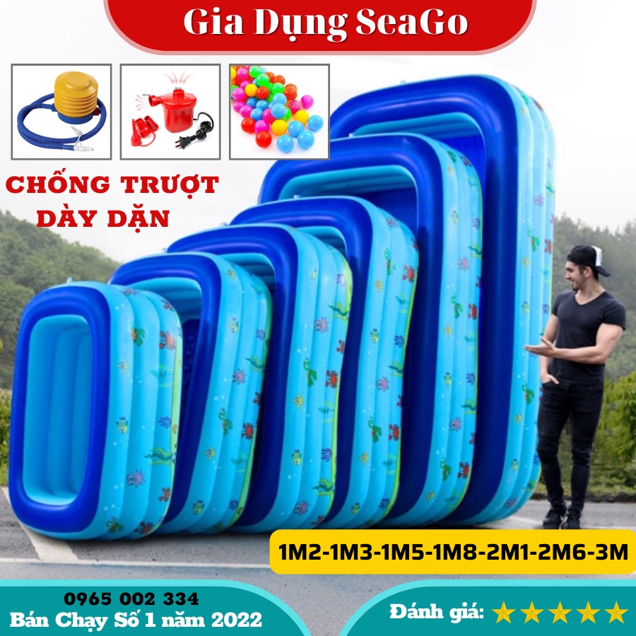 Bể Bơi 3 Tầng Hình Chữ Nhật, Bể Bơi Phao KAW Giá Rẻ, Hồ Bơi Người Lớn Và Trẻ Em, Bể 2 Lớp Đáy Chống Trượt [BH 1-1]