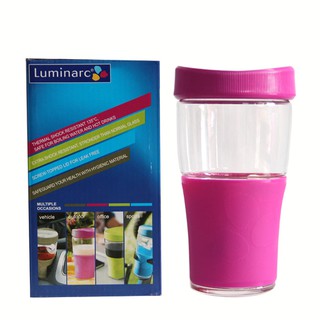 Cốc thủy tinh Transportable 500ml (màu nâu/ xanh lá cây/ xanh nước biển/ hồng) - J9991