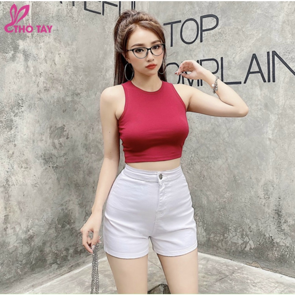 Quần Short Jean Nữ Cạp Cao Co giãn tốt