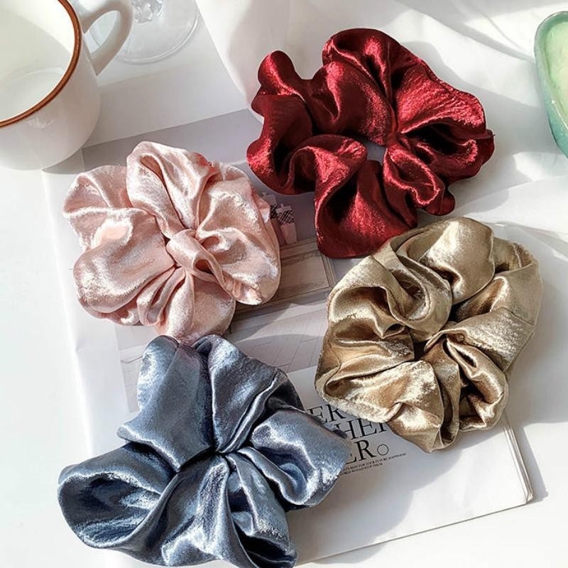 Dây cột tóc satin gắn bóng phong cách Hàn Quốc đơn giản