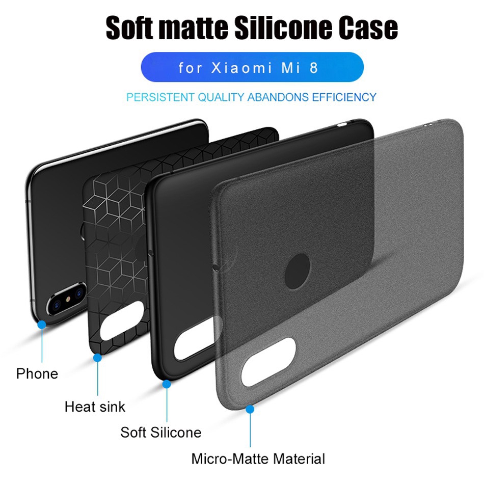 Ốp điện thoại silicon TPU màu trơn nhám mềm siêu mỏng cho Xiaomi Mi 8 Pro SE Mi 9 10 Mi 11 Ultra