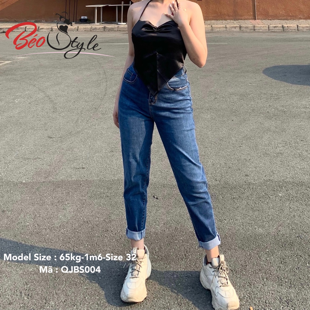 Quần Jean Baggy nữ lưng cao co giãn tốt Bigsize QJBS004 Dành cho các nàng mũm mĩm từ 55-90kg | BigBuy360 - bigbuy360.vn