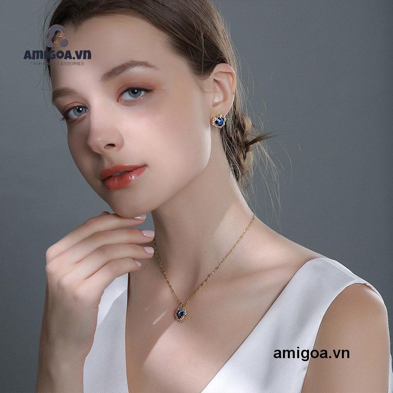 ✨✨Vòng cổ Hợp Kim Mặt Hình Trái Tim Đính Đá Nhiều Màu Xinh Xắn Cho Nữ