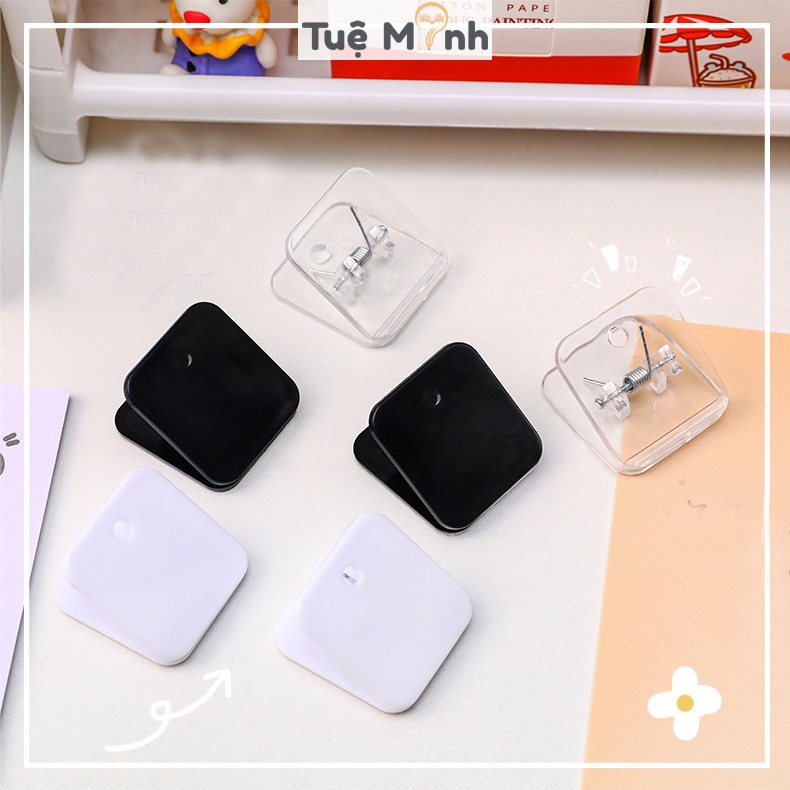 Kẹp giấy hình vuông K69 Kẹp bướm mini kẹp tài liệu ghi chú đánh dấu màu trong suốt/đen/trắng