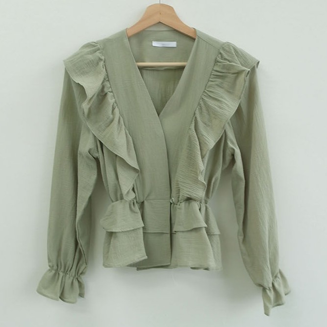 Áo Crop top tay dài cổ chữ v màu trơn phong cách thời trang thanh lịch