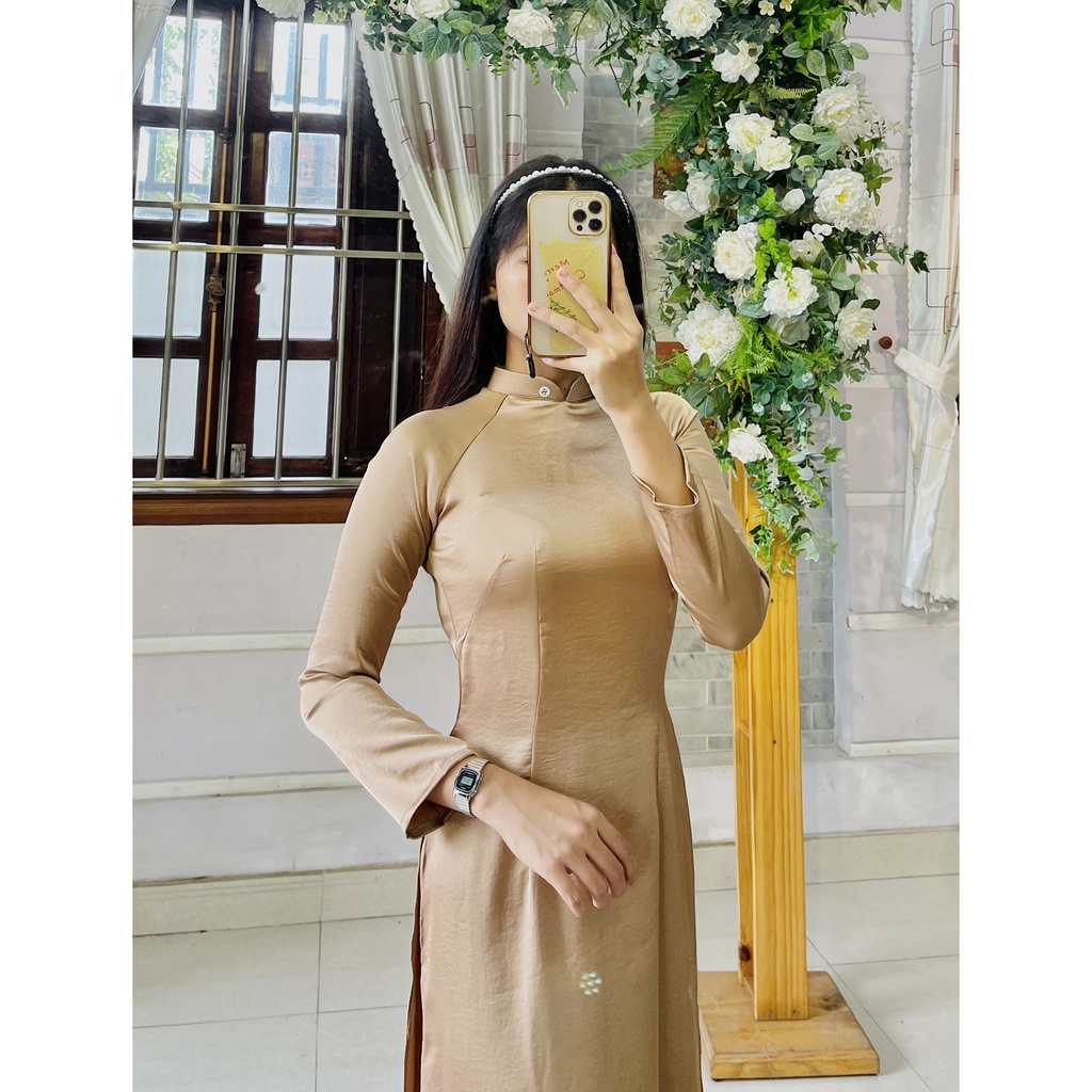 Áo dài lụa hai da cực sang trọng - Áo dài trơn màu đơn giản sang chảnh