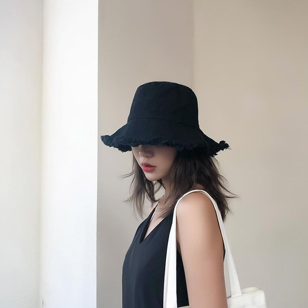 Mũ vành tròn tua dua trơn siêu hót phong cách Uzaang Unisex
