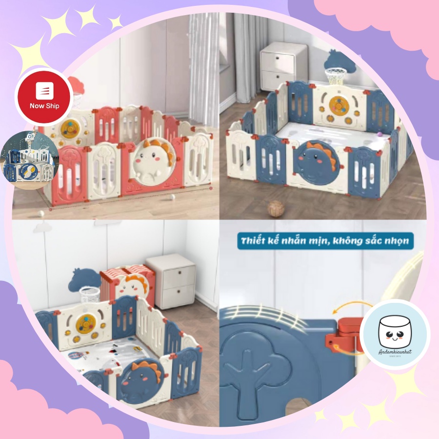 XẢ KHO GIÁ TỐT !!! Bộ quây cũi gấp gọn hình khủng long 9BABY cho bé