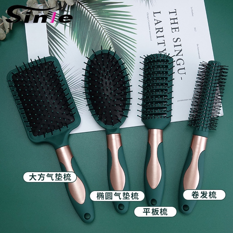 Lược Chải Tóc Mát Xa Da Đầu Bằng Nhựa Chống Tĩnh Điện Màu Xanh Lá Đậm Thời Trang Cho Salon
