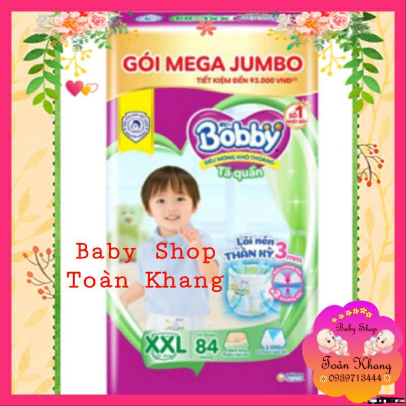 TÃ QUẦN BOBBY GÓI MEGA JUMBO SIZE XL92 MIẾNG