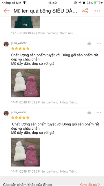 Mũ len quả bông nhiều màu săcs SIÊU DÀY - SIÊU MỀM MỊN