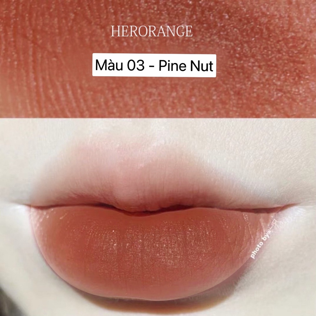 Son Kem HERORANGE , Son Kem Lì Nội Địa Trung Tone Nude Velvet Mix Màu Bùn Nhung Hạt Rẻ Matte Lip Glaze Cực Xinh 2021