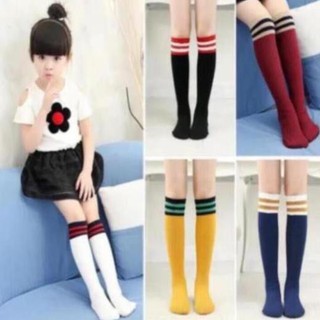 Set 5 Đôi Tất Cotton Cao Đùi Học Sinh Cho Bé Gái (5 đôi 5 màu )  { S115 }