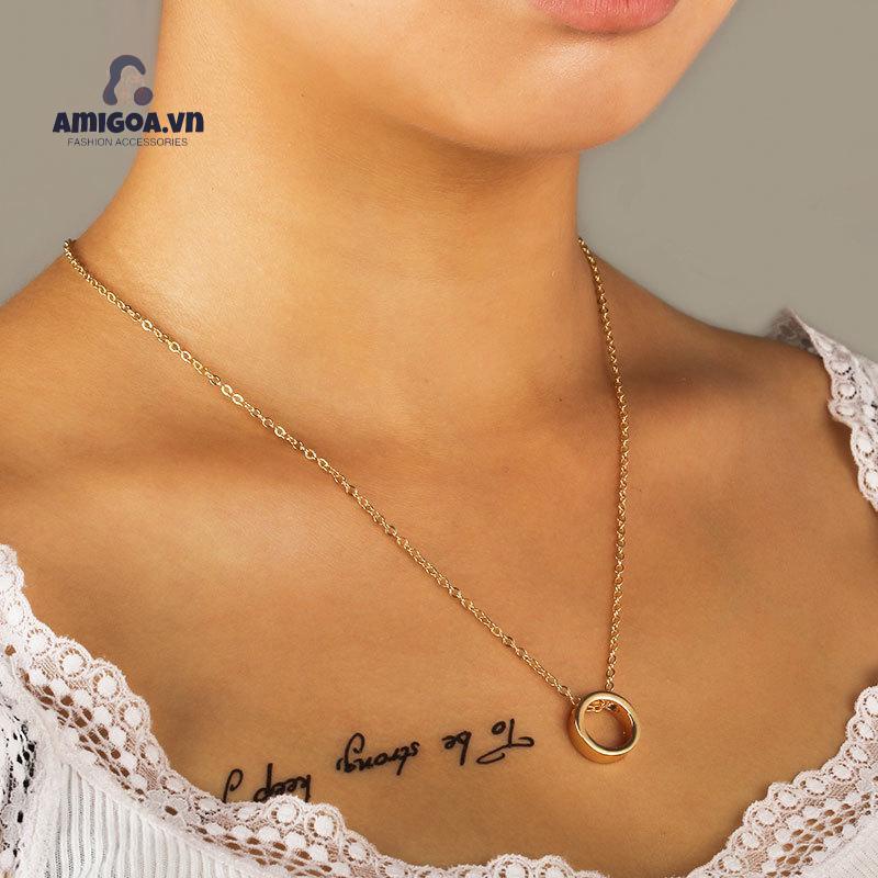 Vòng cổ Mặt Nhẫn Kim Loại Đơn Giản Dành Cho Cặp Đôi