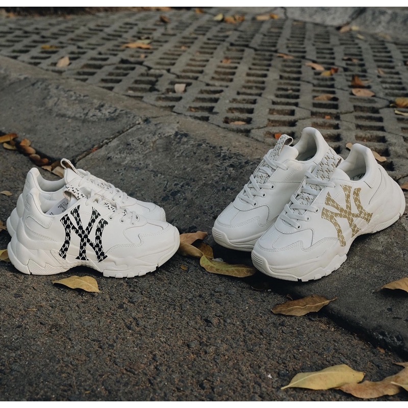 [Chính Hãng] Giày thể thao Sneaker MLB Big Ball Chunky Monogram Logo NY Vàng và đen