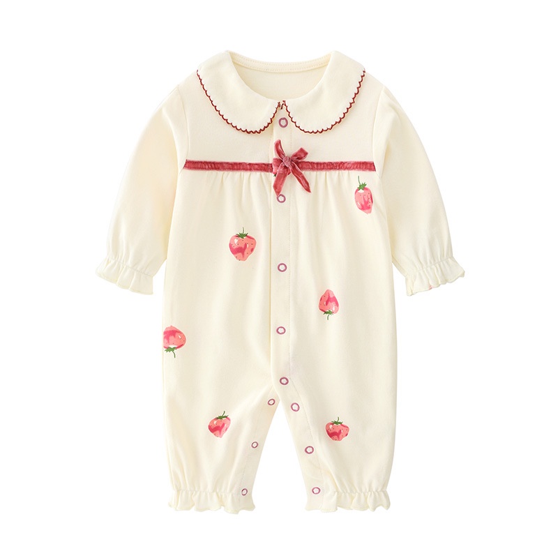 Áo Liền Quần Tay Dài Bằng Cotton Thời Trang Dành Cho Bé Gái 0-1 - 2-3 Tuổi 2319