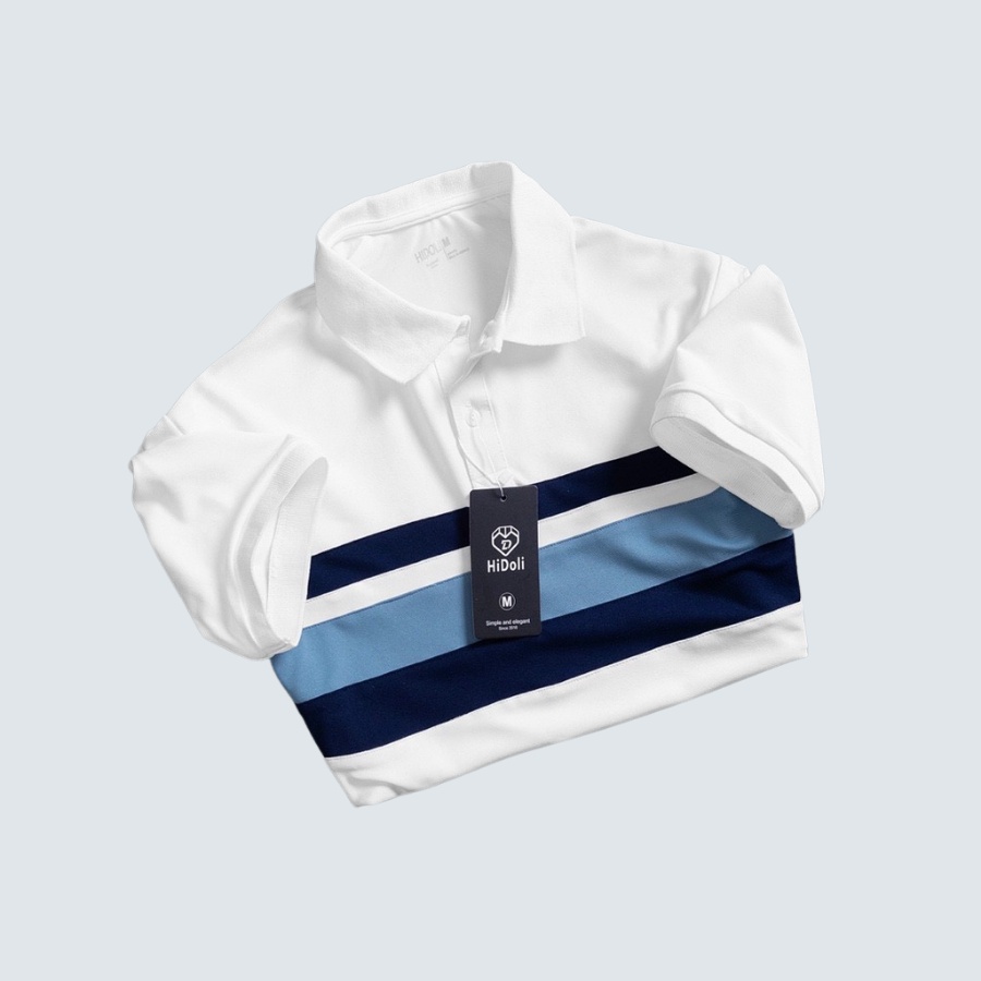 Áo thun nam thời trang nam Menswear, áo polo kẻ sọc phối xanh trắng phông thun phong cách công sở và thể thao.
