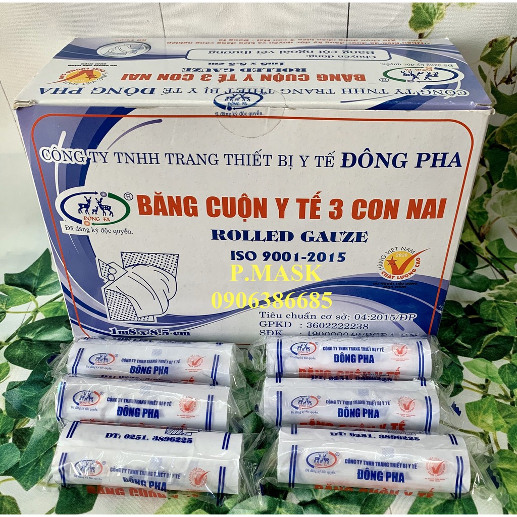 Combo 5 cuộn băng cuộn y tế Đông Pha 3 con Nai chăm sóc vết thương - Gạc cuộn y tế Đông Fa 1,8m x 0,85cm/ cuộn