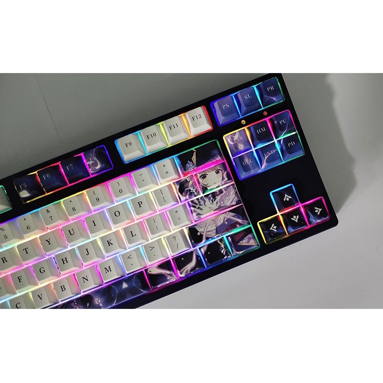 [GIAO NHANH] Keycap genshin impact Raiden PBT dày 136 phím in dyesub 5 mặt anime cherry profile layout Beelzebul keycaps