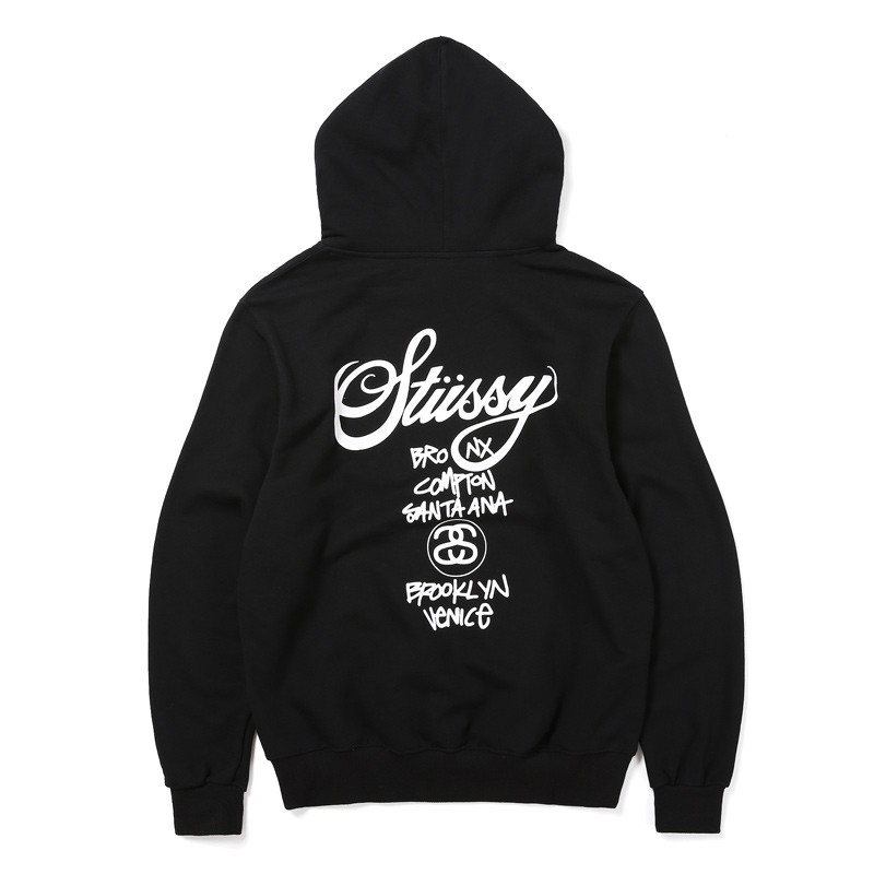 Áo khoác hoodie Stussy lót nhung thiết kế thời trang cho cặp đôi