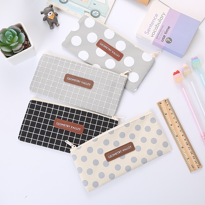 Túi đựng Bút Canvas Thiết kế CARO Đơn giản GIẶT NHIỀU LẦN