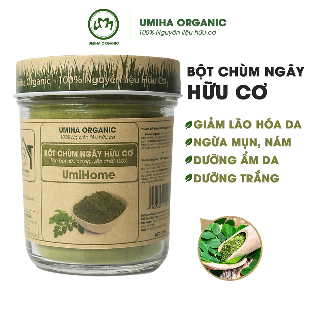 Bột đắp mặt nạ Chùm Ngây nguyên chất UMIHOME 135G ngăn ngừa mụn trứng cá, cung cấp năng lượng cho làn da