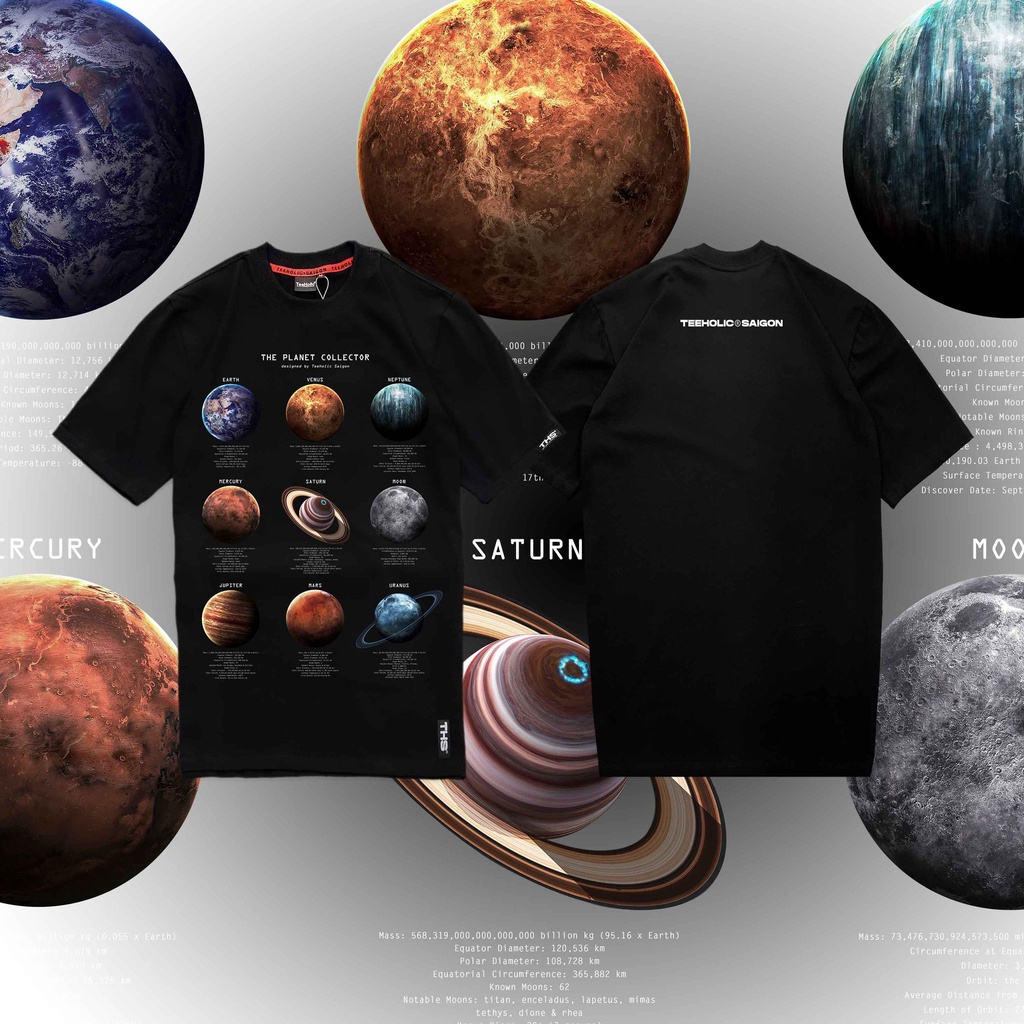 Áo Thun Unisex TeeHolic In Hình Ngân Hà THS Màu Đen Và Trắng