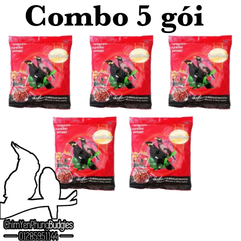 Combo 5 gói cám ớt Thailand SmartHeart 400g - Thức Ăn Cho Chim Nhồng, Sáo, Cưỡng, Két.