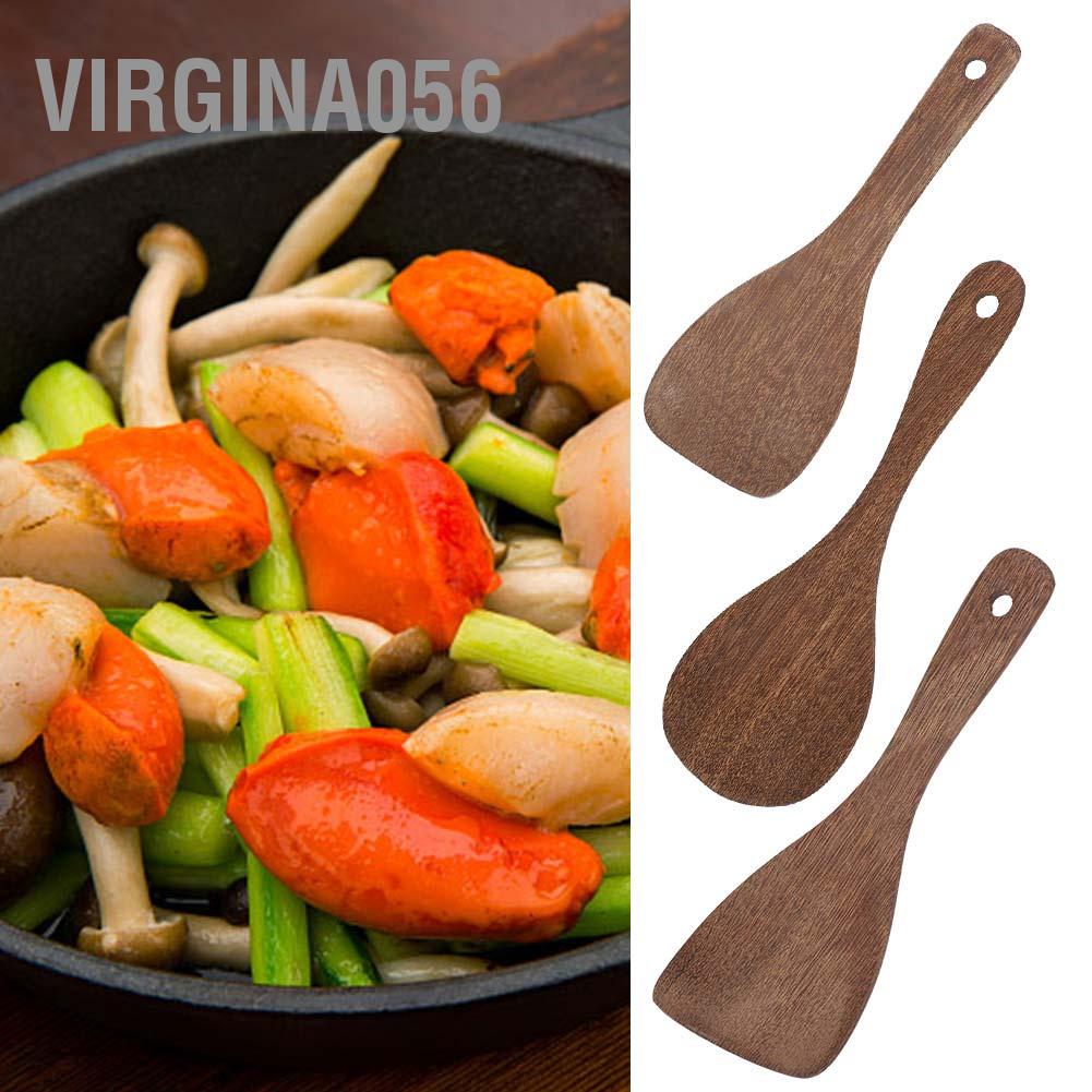 Virgina056 Kitchen Cooking Tool Shovel Wooden Spatula Fried Rice Turner Utensils