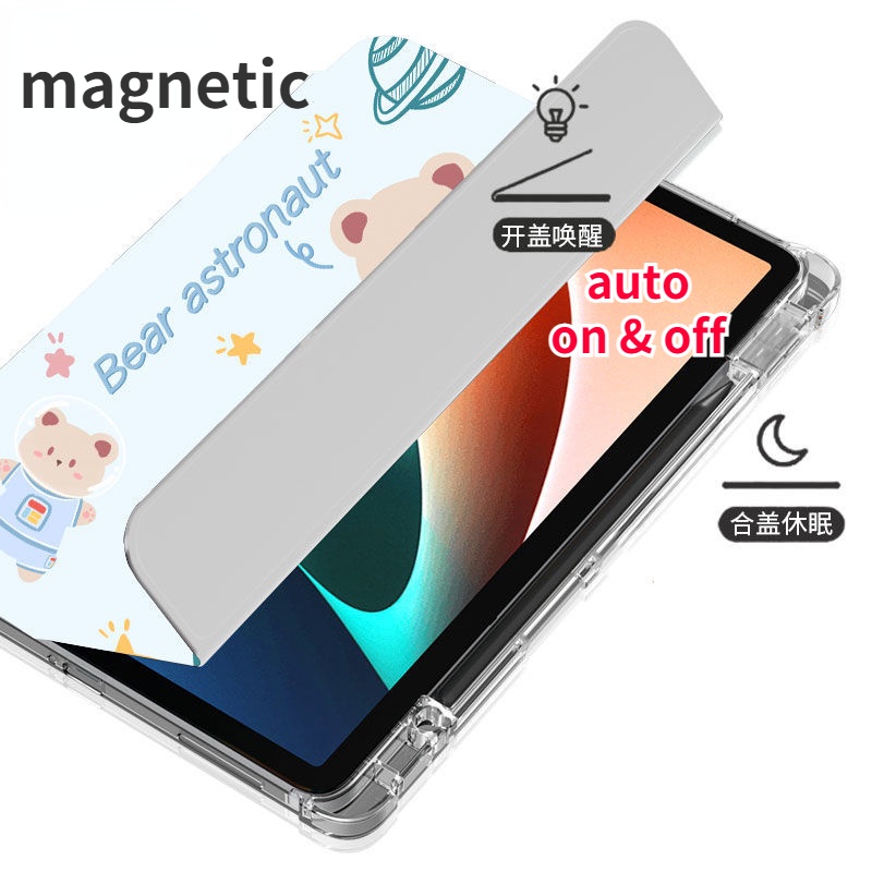 Bao Da Máy Tính Bảng Silicon Siêu Mỏng Gấp Ba Kiêm Giá Đỡ Có Ngăn Đựng Bút Cho Xiaomi Pad 5 Pro Case 11 Inch Mipad 5